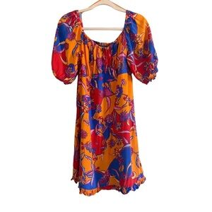 ModCloth Taking a Tropical Swirl Colorful Babydoll Boho Retro Dress